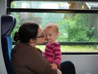 Luciana Getting Kisses on the Train