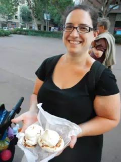Dominica with Meringues on Las Ramblas in Barcelona