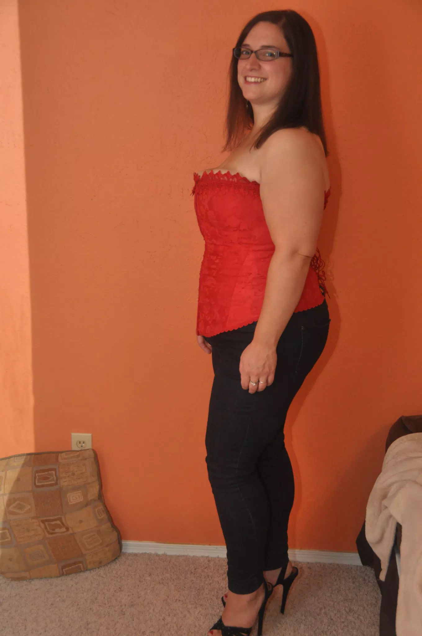 Dominica Doing a Fit Check in a Corset