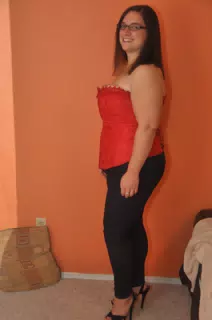 Dominica Doing a Fit Check in a Corset