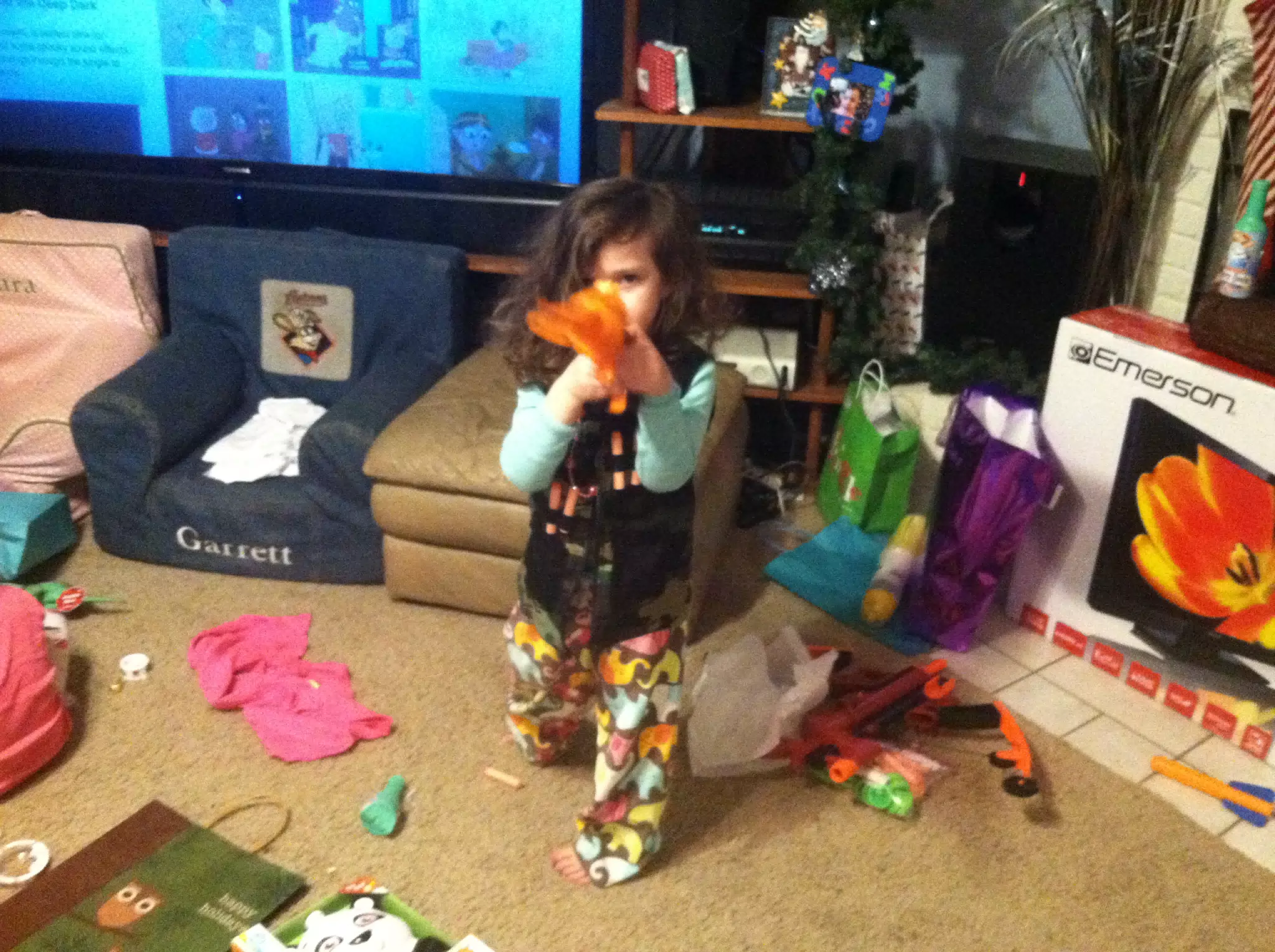 Liesl in Elephant PJs and Camo