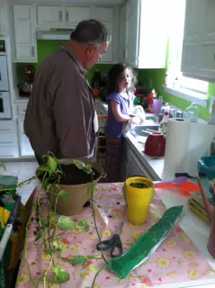 Grandpa and Liesl in the Kitchen