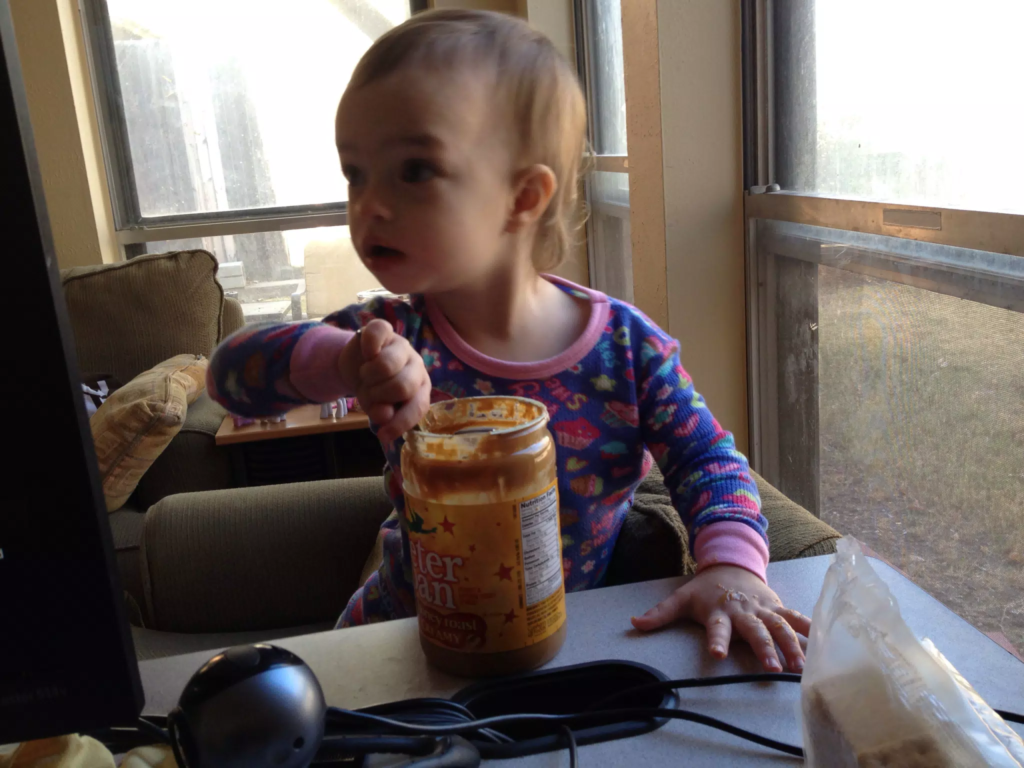 Luciana Eating Peanut Butter