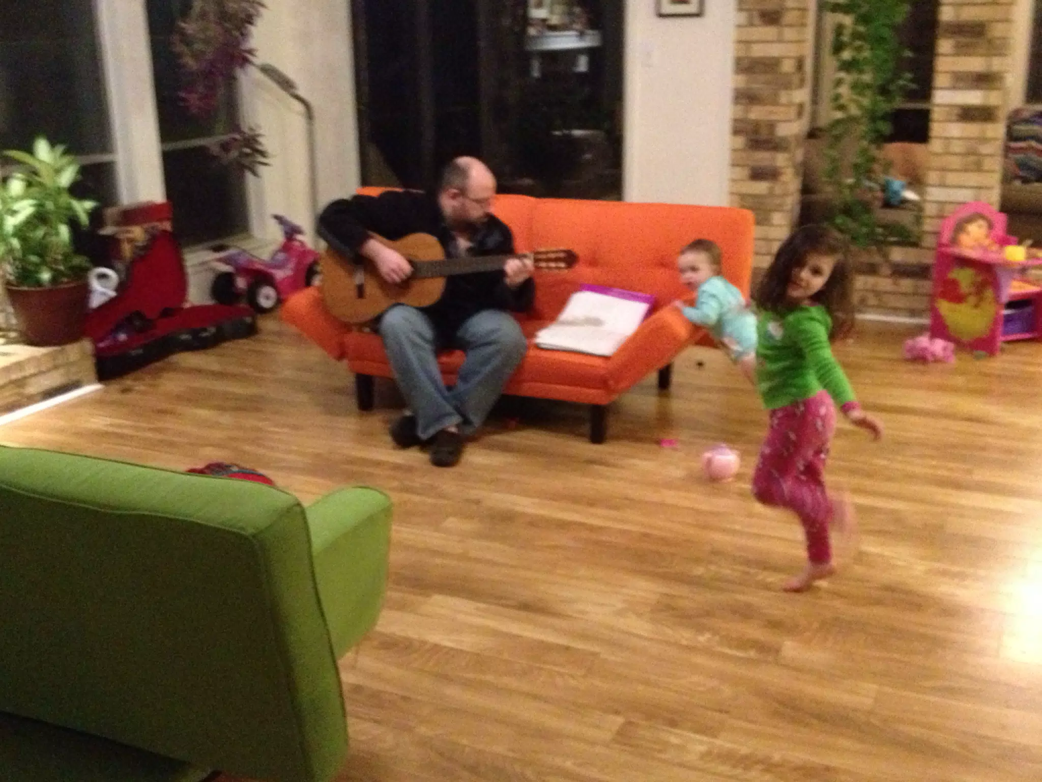 First Time Playing Guitar for My Daughters