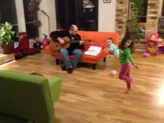 First Time Playing Guitar for My Daughters